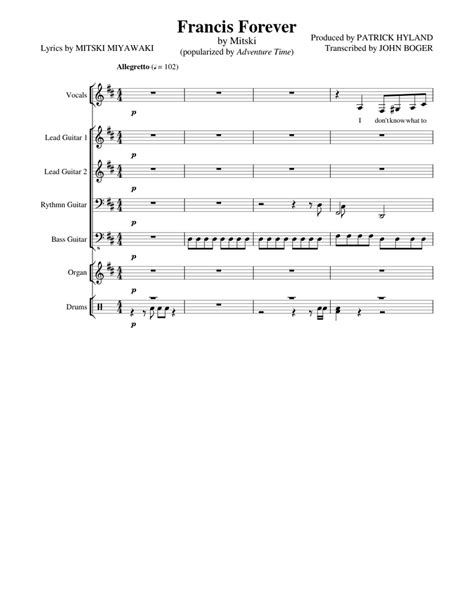 Mitski - Francis Forever Sheet music for Drum Group, Vocals, Guitar ...