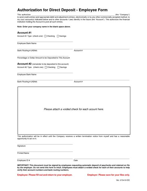 5 Direct Deposit Form Templates - Word Excel Formats