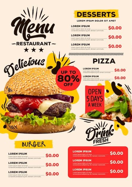 Free Vector | Digital restaurant menu template