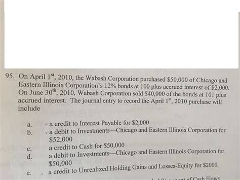 Solved On April 1st, 2010, the Wabash Corporation purchased | Chegg.com