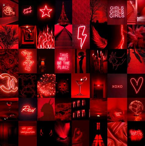 Neon Red Aesthetic Photo Wall Collage Kit | Etsy