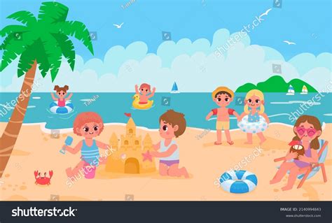 Kids Beach Scene Photos, Images and Pictures