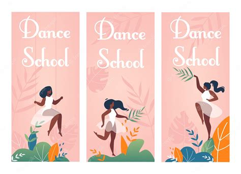 Premium Vector | Modern Classic Dance School Invitation Flyers Set