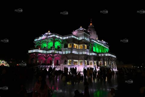 Night view of Prem mandir in Mathura Vrindavan - pepiko