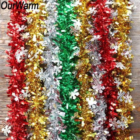 OurWarm 2M Christmas Tree Tinsel Garland Ribbon Bar Shiny Tops ...