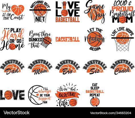 Collection basketball phrases slogans Royalty Free Vector