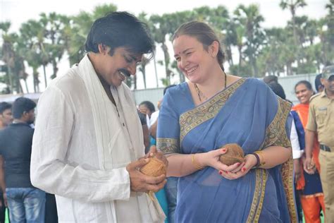 Pawan Kalyan and his wife Anna Lezhneva at Bhoomi Pooja – South India ...