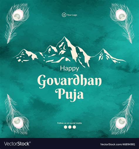 Happy govardhan puja banner design template Vector Image