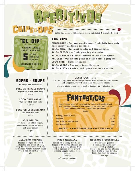 Menu — El Loco Mexican Cafe