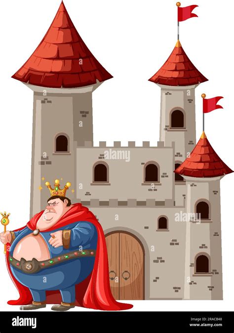 Fat King with Castle in Cartoon Style illustration Stock Vector Image & Art - Alamy