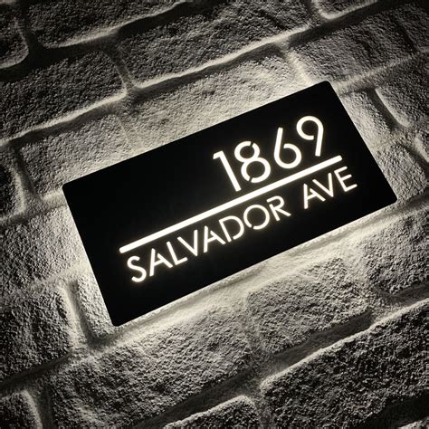 Lighted house address plaque. | House name signs, Name plates for home, Modern house names