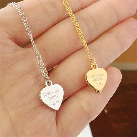 Custom Engraved Necklace: Engraved Heart Necklace Roman