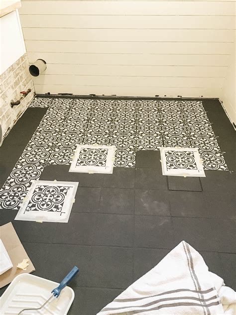 DIY Stencil Painted Tile Floors - Beauty For Ashes | Stenciled tile floor, Painting tile floors ...