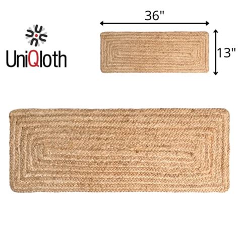 UniQloth Farmhouse Jute Burlap Braided Table Runner 36 Inches Long - 13x36 Natural Jute Braided ...