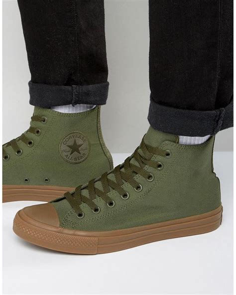 Converse Chuck Taylor All Star Ii Hi Sneakers With Gum Sole In Green ...