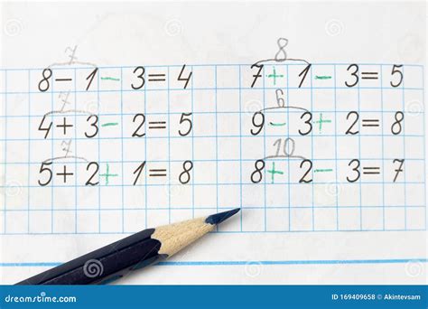 Math Examples in Elementary School Stock Photo - Image of correct, paper: 169409658