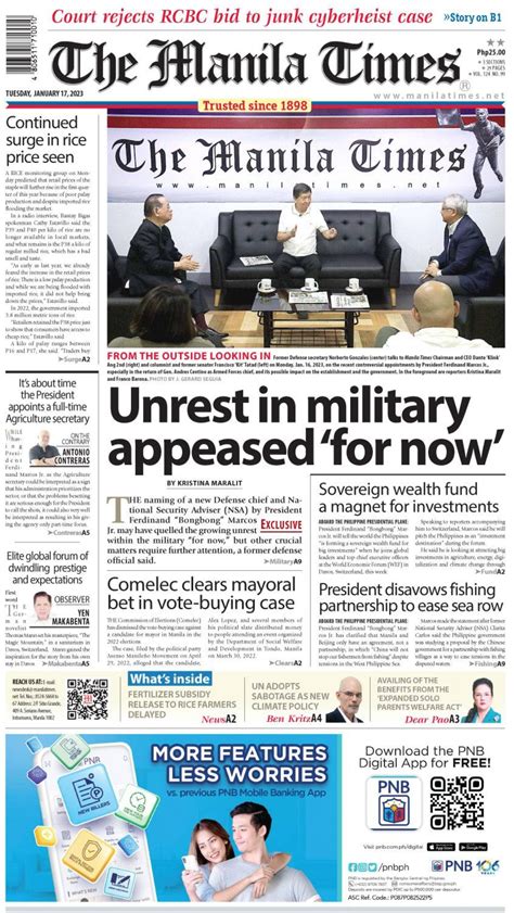 The Manila Times FrontPage | Jan. 17, 2023 | The Manila Times