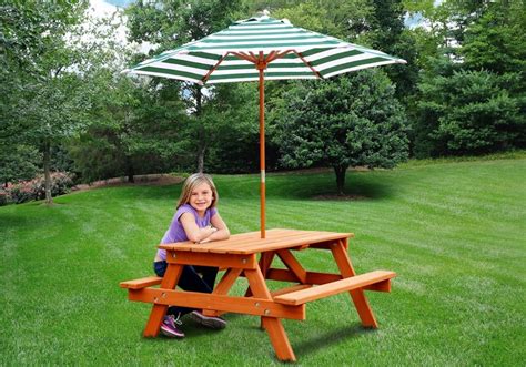 Picnic Table Umbrella for Children | Picnic table, Picnic table with umbrella, Kids picnic table