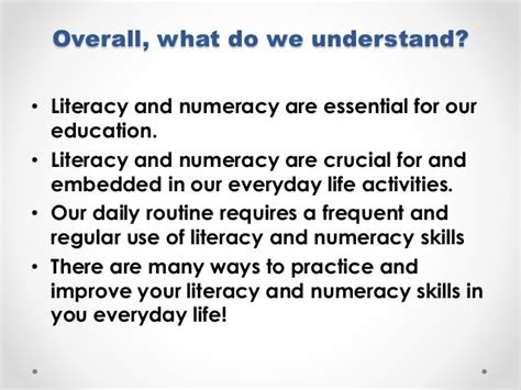 Literacy And Numeracy Skills