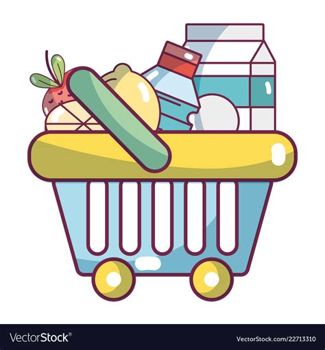 Supermarket products cartoon Royalty Free Vector Image