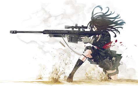 Anime Girls With Guns Background / Wallpaper : illustration, anime ...