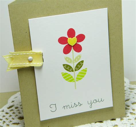 I Miss You Handmade Card by justdandystudio on Etsy