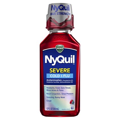 Vicks NyQuil Severe Cough, Cold, Flu, Medicine, Berry, 12 fl oz, - Walmart.com - Walmart.com