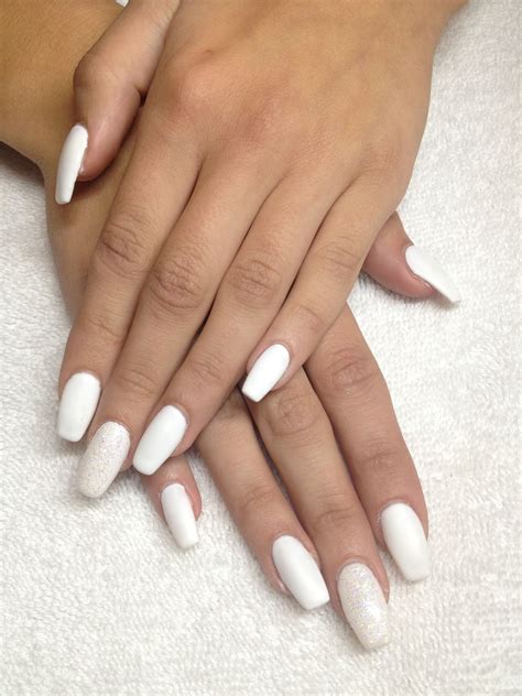 Matte white coffin shape gel nails | Gel nail extensions, Nail extensions, Gel nails french