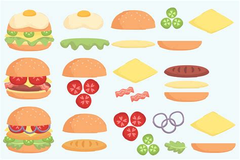 Burger Ingredients Vector Art, Icons, and Graphics for Free Download