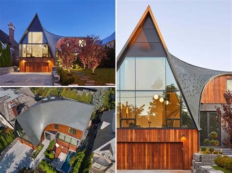 A Curved Roof Covered In Diamond-Shaped Zinc Shingles Adds A Creative Touch To This Home