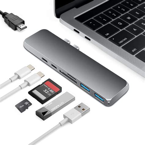 USB Type C Hub Adapter 7 in 1 Dual USB Type C Dock for MacBook Pro with ...