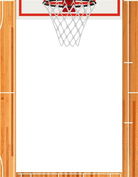 Basketball Border, Pdf, Printable Blank Sports Template Instant Download for Scrapbooks, Hoops ...