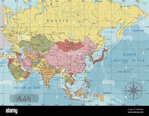 Asia - Highly detailed editable political map with separated layers ...