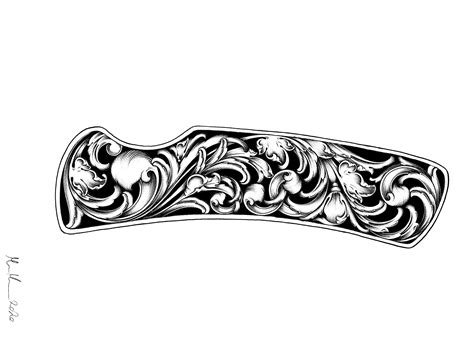 Another scrollwork design idea for a knife engraving.. :-? : r/engraving