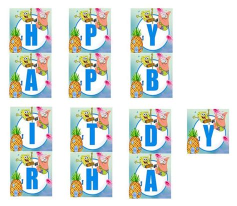 Spongebob Happy Birthday Banner by digitalparties on Etsy, $5.00 ...