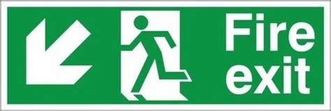 Green Rectangular Fire Exit Door Sign, For Hospital, Dimension: 12x4 ...