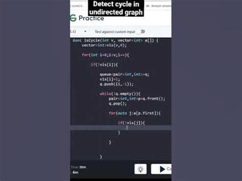 Detect cycle in undirected graph gfg practice problem solving #shorts #gfg #coding #programming ...