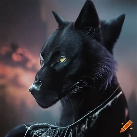 Black panther and wolf hybrid