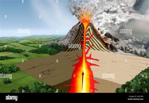 The source of a volcano lies deep inside Earth, where temperatures Stock Photo: 156176348 - Alamy