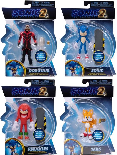 Sonic The Hedgehog 2 Movie Sonic, Knuckles, Tails Robotnik 4 Set of 4 ...