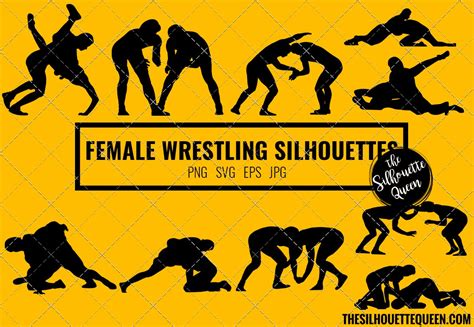 Woman Wrestling silhouette vector | People Illustrations ~ Creative Market