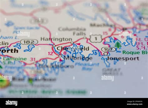 Cherryfield Maine USA shown on a Geography map or road map Stock Photo - Alamy