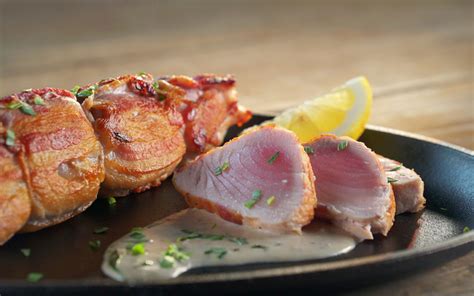 Bacon-Wrapped Albacore Tuna Loin Recipe - Barbecuebible.com