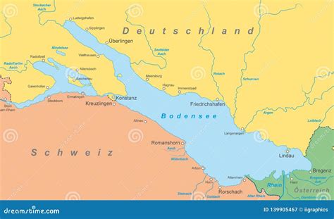 Lake Constance - Map of Lake Constance Stock Vector - Illustration of detailed, alps: 139905467