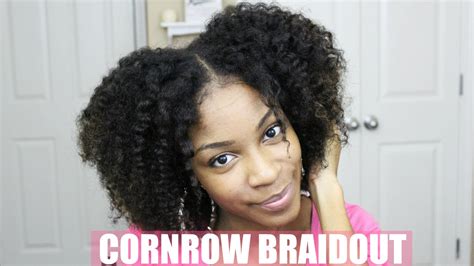 Cornrow Braid Out on Natural Hair - YouTube