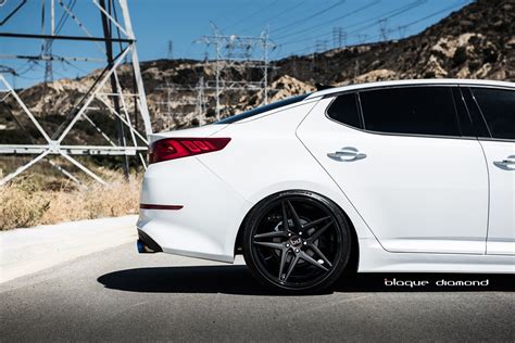 Nice White Kia Optima Sits Well on Matte Black Blaque Diamond Rims ...