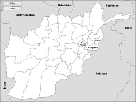 Map of Afghanistan and the location of the provinces of Nangarhar and ...