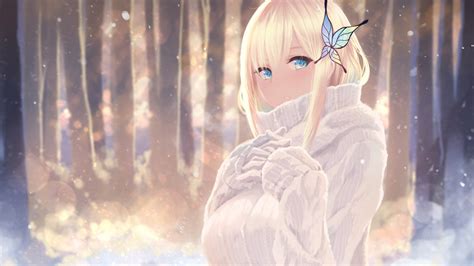 Wallpaper : girl, winter, ecchi, Chicas anime, rubia, ojos azules 1920x1080 - AlejandroEscalante ...