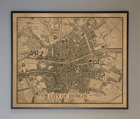 Old Map Of Dublin, Large Wall Map, Ready to hang canvas gallery wrap or ...