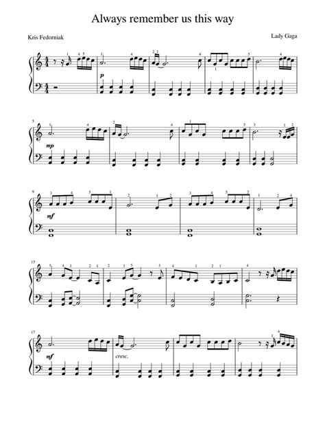 Always remember us this way Sheet music for Piano (Solo) | Musescore.com